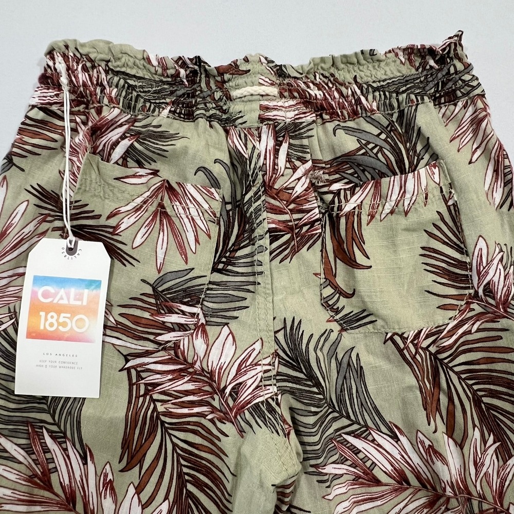 Cali 1850 Linen Blend Tropical Palm Print Beach Pants Sage Women's Size S NWT - Picture 12 of 14